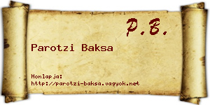 Parotzi Baksa névjegykártya